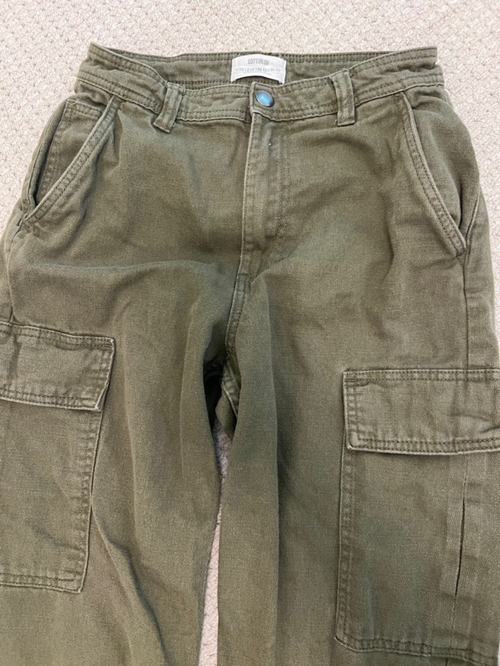 Cotton on army green cargo pants 100% cotton size 2 - Picture 3 of 4